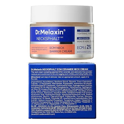 Dr.Melaxin Necksphalt Firming Cream with ECM-5 20,000ppm, Firming & Lifting Neck Cream for Wrinkles & Sagging Skin, Ceramide & Collagen for Elasticity & Radiant Glow