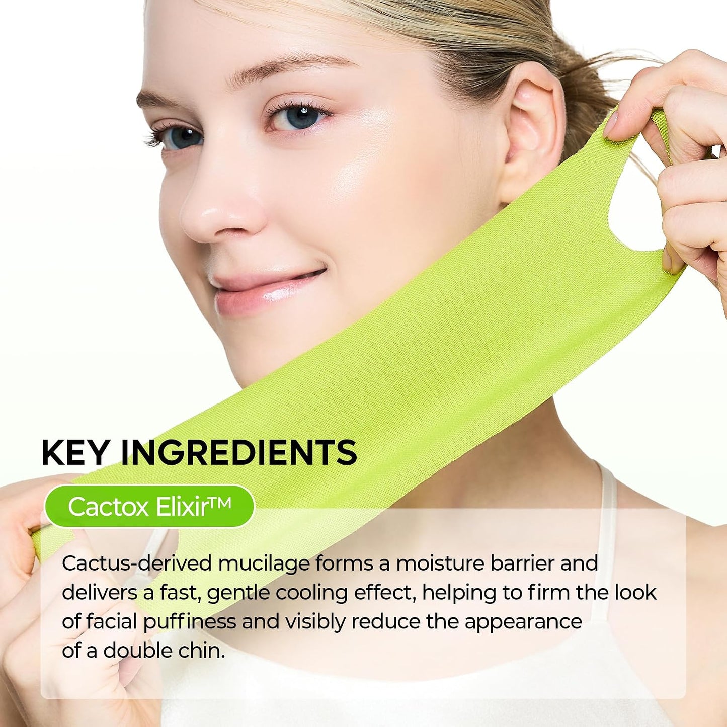 Dr.Melaxin CACTOX V-Lifting Mewing Band – Cactox + Caffeine + Collagen Double Chin Lifting Band for Sagging Jawline & Facial Puffiness, 115.49% Jaw & Chin Lifting Improvement, Korean V-Line Lifting