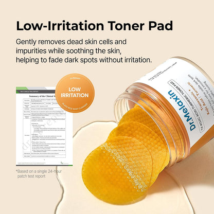 Dr.Melaxin TX Kojic Acid Turmeric Toner Pads with Tranexamic Acid, Brightening Toner Pad for Pigmentation & Dark Spot Care, Gentle Keratin Care for Radiant Skin, Korean Skincare,