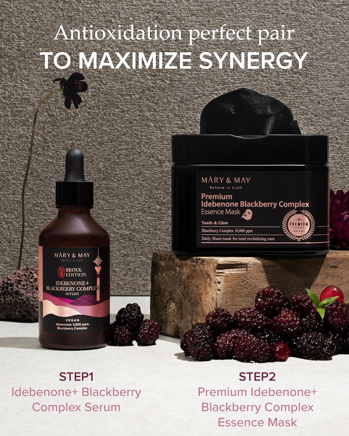 Mary&May SEOUL EDITION Idebenone Blackberry Complex Serum - Korean Anti Aging Face Serum for Skin Elasticity, Nourishing and Radiance - Fragrance-Free, Vegan, and Cruelty-Free