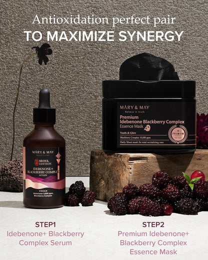 Mary&May SEOUL EDITION Idebenone Blackberry Complex Serum - Korean Anti Aging Face Serum for Skin Elasticity, Nourishing and Radiance - Fragrance-Free, Vegan, and Cruelty-Free
