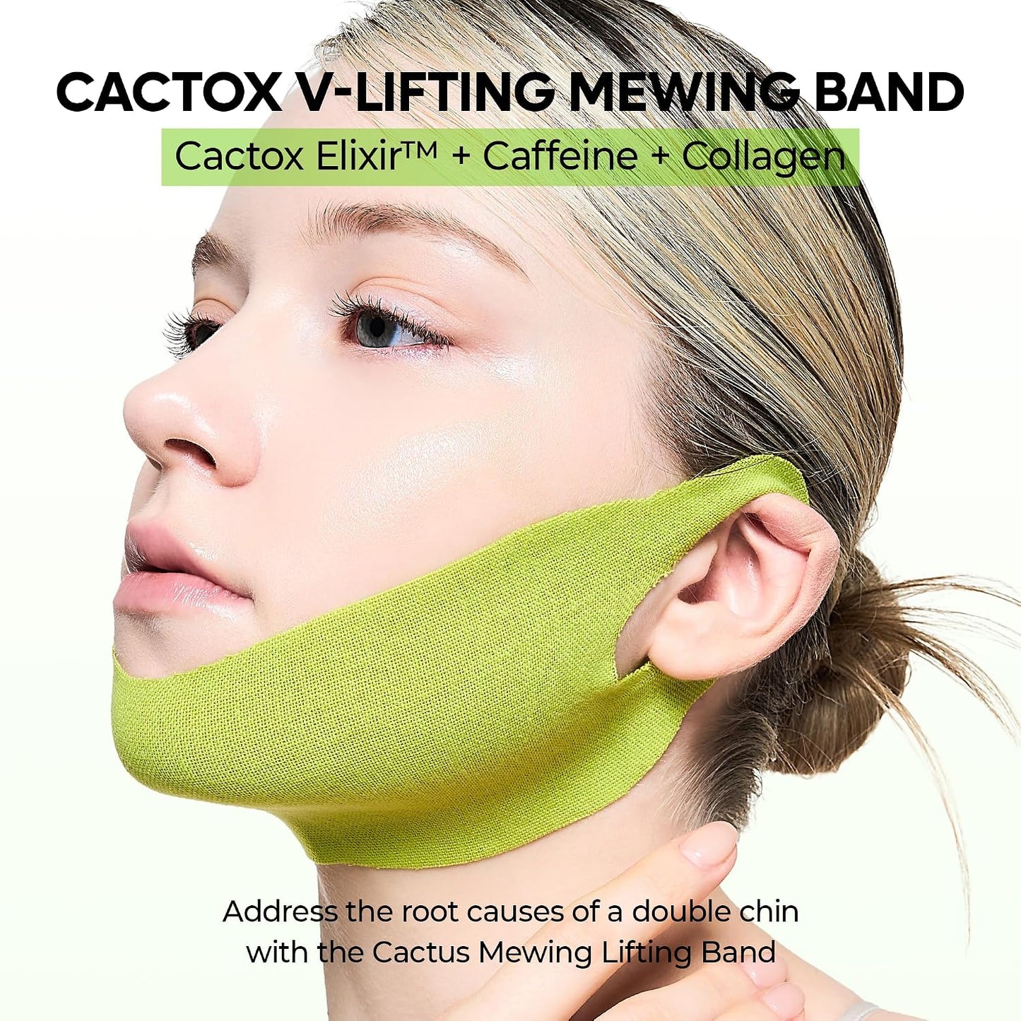 Dr.Melaxin CACTOX V-Lifting Mewing Band – Cactox + Caffeine + Collagen Double Chin Lifting Band for Sagging Jawline & Facial Puffiness, 115.49% Jaw & Chin Lifting Improvement, Korean V-Line Lifting