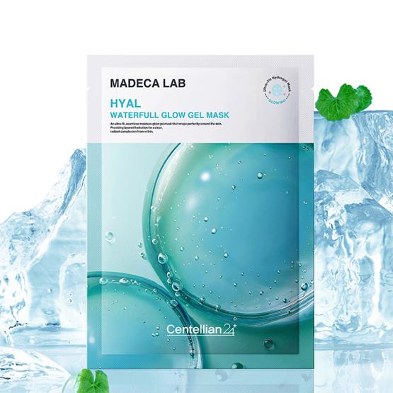 CENTELLIAN 24 Madeca Lab Hyal Waterfull Glow Hydrating Hydrogel Mask | Cooling Hydrogel Mask with 10-Layer Hyaluronic Acid, TECA, Glycerin and Niacinamide for Deep Moisture