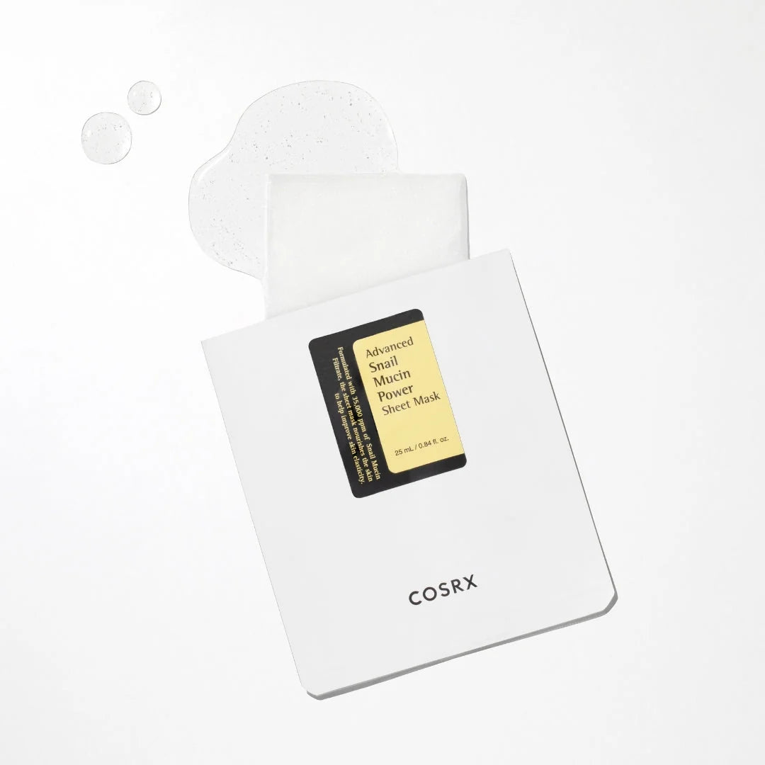 COSRX Snail Mucin Sheet (1 Mask) with Snail Mucin Serum-Hydrating Face Sheet Masks for Dry & Sensitive Skin, Korean Face Mask for Self Care