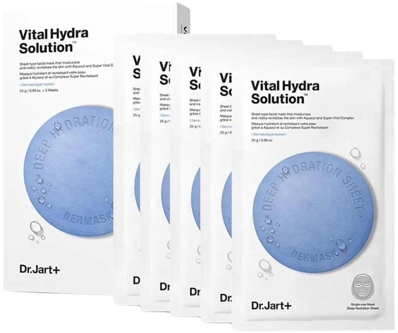 Dr.Jart+ Dermask Vital Hydra Solution Glow Korean Face Mask with Hyaluronic Acid for Glass Skin, Sheet Mask, Korean Skin Care