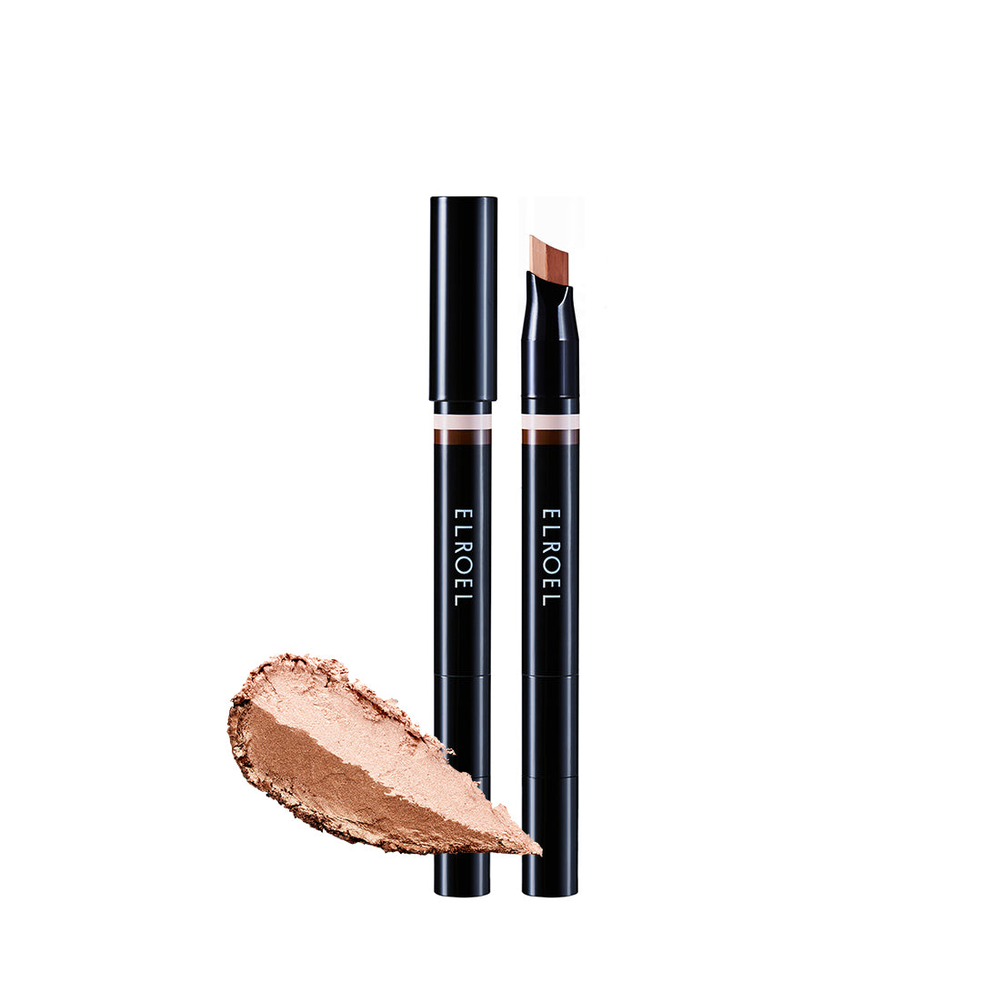 ELROEL Blanc Double Shadow Stick - 48HR Long Lasting Dual-Tone Eye Shadow Pencil - Combines Glitter w/Soft Matte or Shimmer, Waterproof & Smudge-Proof Eyeshadow Makeup (#09 Vanila-Almond)