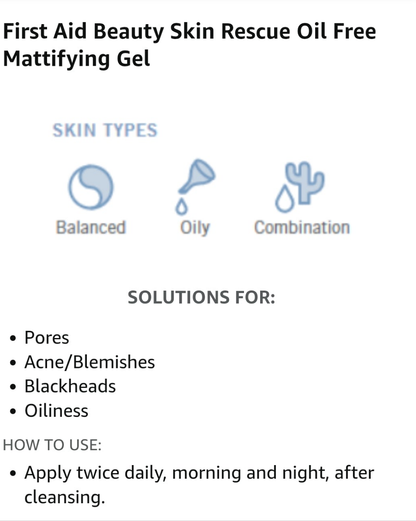 Gel matificante sin aceite First Aid Beauty Skin Rescue