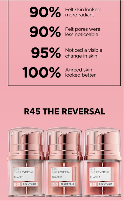 BeautyBio R45 The Reversal - Set de tratamiento antiedad con retinol - Tratamiento multifase de 45 días con retinol - Renovación celular de la piel
