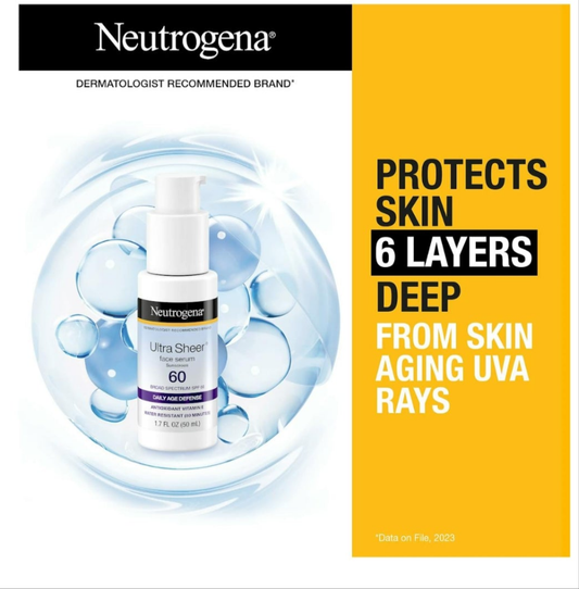 Suero facial Neutrogena Ultra Sheer sin aceite con vitamina E FPS 60+