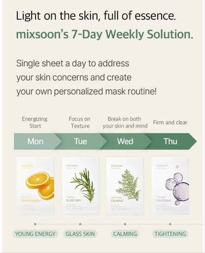 Mixsoon Daily Mask Weekly Care - Thin Plant-Based Cellulose Mask - 1 Box / 7 Masks