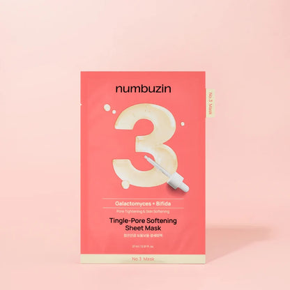 numbuzin No.3 Sheet Mask (1 Mask)| Tingle-Pore Softening Sheet Mask | Pore Minimizing, Skin Softening Face Mask with Bifidax | Hydrates, Smooths Rough, Bumpy Skin, Improves Glow