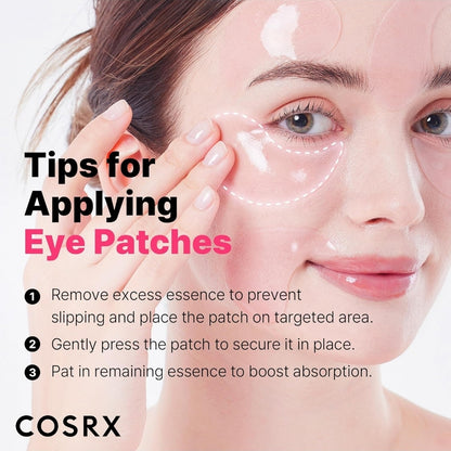 COSRX Peptide Collagen Hydrogel Eye Patch - Puffy Eyes and Dark Circles, Under Eye Mask - 4 powerful peptides and collagen, work to reduce puffiness, hydrate & revitalize - 30 Pairs