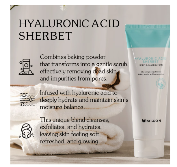 Mizon Hyaluronic Acid Sherbet, Deep Cleansing Foam