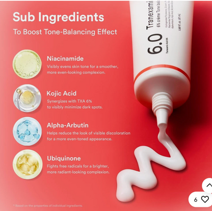 Abib Tranexamic Acid 6% Cream Tone Balancing tube, TXA, Alpha-Arbutin Dark Spot Corrector for Face with Hyperpigmentation & Uneven Skin Tone, Korean Skincare
