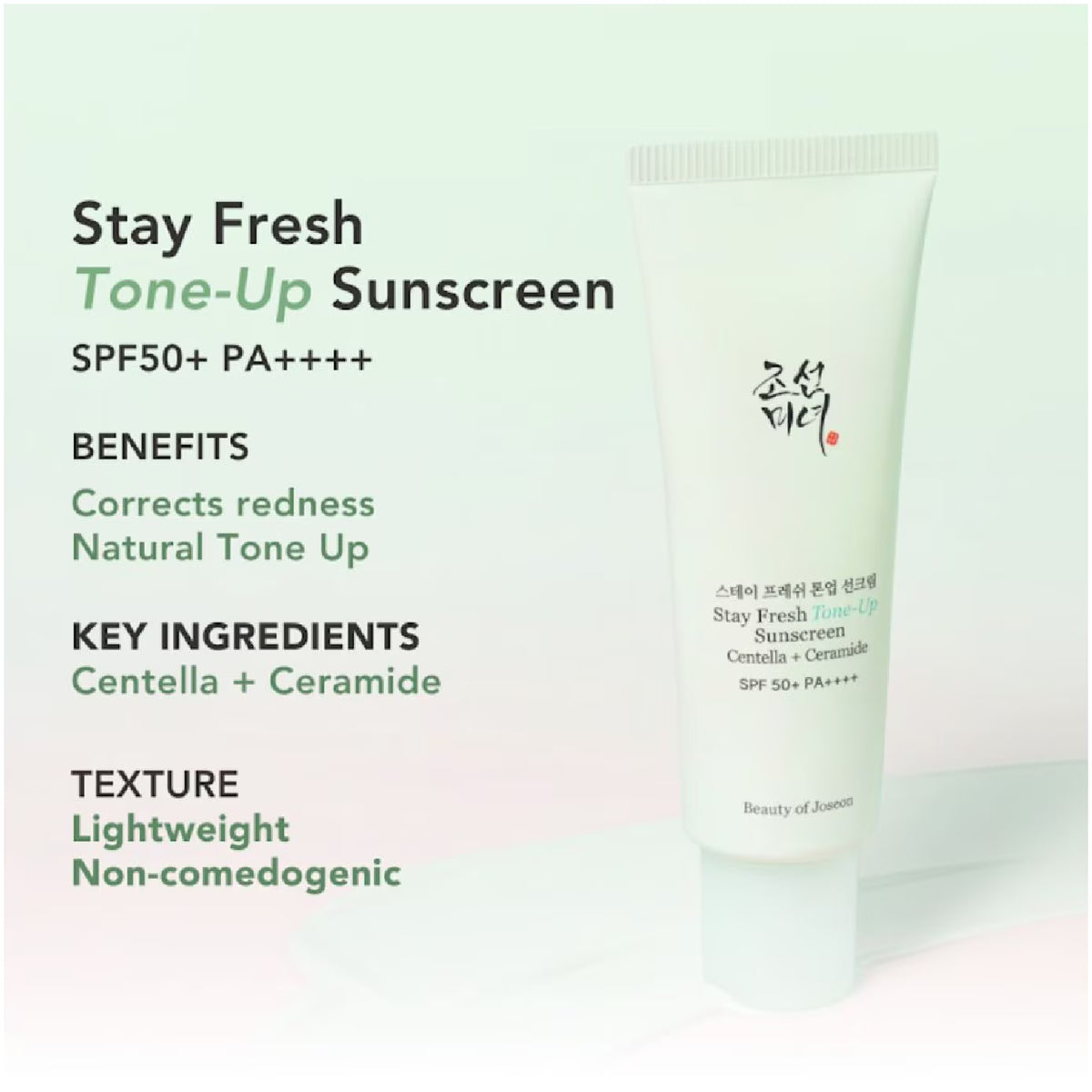 Protector solar Beauty of Joseon Stay Fresh Tone-Up 50ml (Verde)