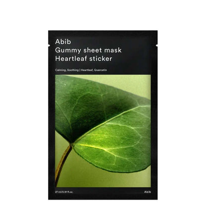 Abib Gummy Sheet Mask Heartleaf Sticker 1 Sheets (Soothing) Korean Face Mask for Sensitive Skin, Soothing & Redness Relief, Daily Skincare Treatment, K-Beauty Sheet Mask