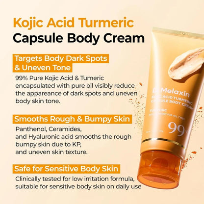 Dr. Melaxin Kojic and Turmeric Body Cream for Brightening and Evening Out Skin Toning - 200g