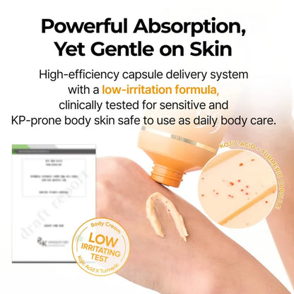 Dr. Melaxin Kojic and Turmeric Body Cream for Brightening and Evening Out Skin Toning - 200g