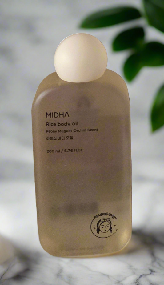 MIDHA Rice Body Oil Peony Muguet Orchid Scent - Deeply moisturizes & protects the skin
