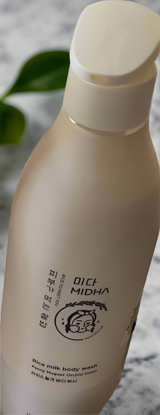 Midha Rice Milk Body Wash - Peony Muguet Orchid Scent - Leaves the skin feeling soft, refreshed, and moisturized
