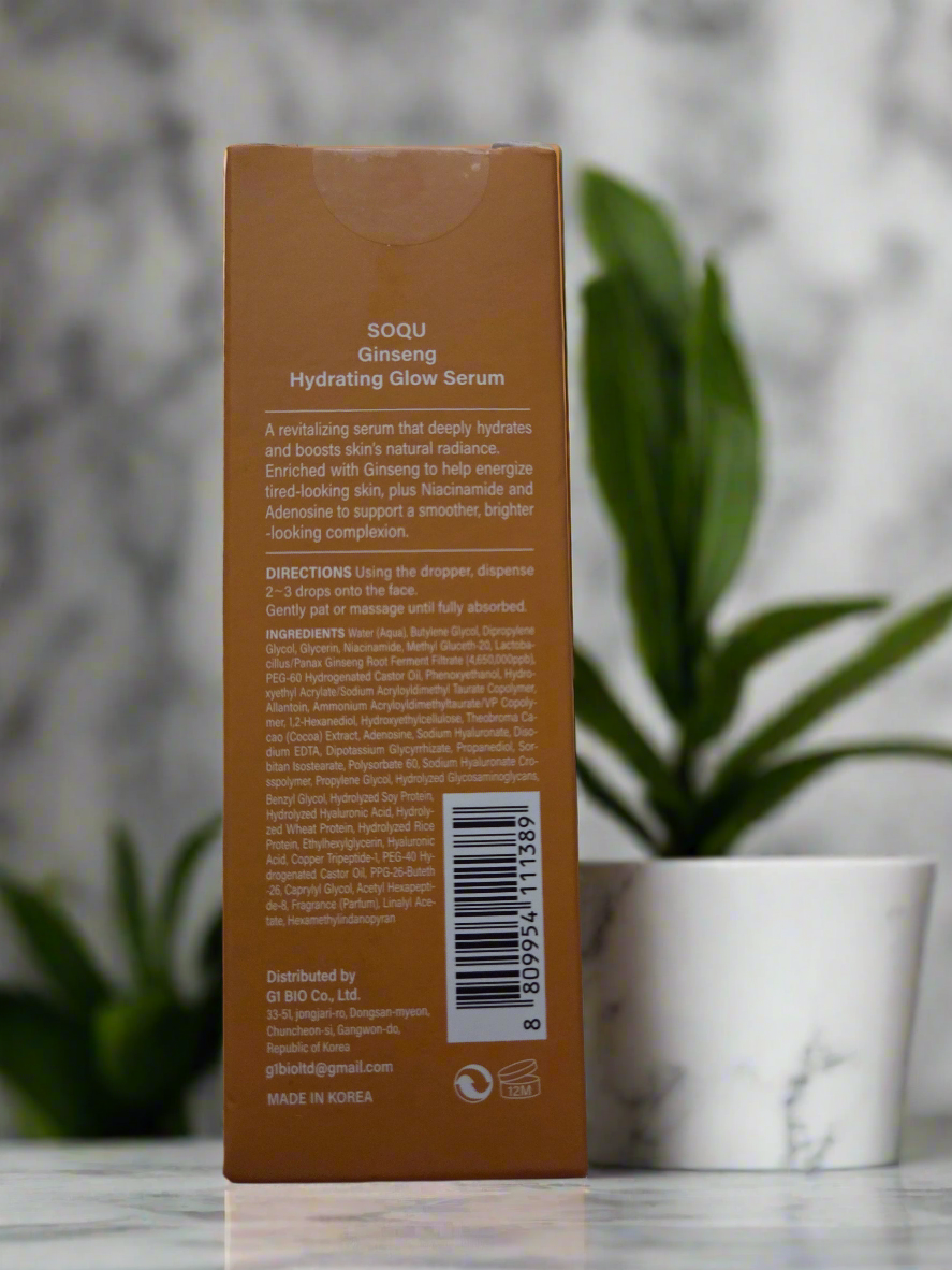 SOQU Ginseng Hydrating Glow Serum - Improve skin elasticity and reduce the appearance of fine lines and wrinkles