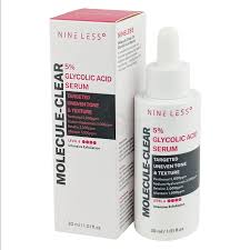 NINELESS Molecule-Clear 5% Glycolic Acid Serum - Korean Skincare AHA Exfoliating, Texture Refining - Panthenol, Sodium Hyaluronate, Allantoin - Hydrating, Soothing for Dull Rough Skin