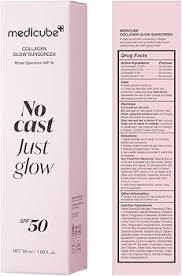 medicube No Cast Just Glow Collagen Sunscreen | SPF 50 Broad Spectrum Face Sunscreen | Lightweight, Non-Sticky, Hydrating Formula | Peptide, Cica for Soothing & Glow