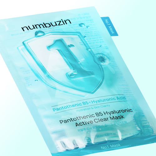 numbuzin No.1 Sheet Mask | Pantothenic B5 Hyaluronic Active Clear Mask | Calming, Soothing, Hydrating | Acne Prone Skin | Controls Excess Oil, Reduces Redness