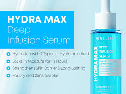 NINELESS HYDRA-MAX Deep Infusion Serum –48hr Korean Hydrating Face Serum with Hyaluronic Acid, Panthenol - 5 Ceramides -Deep Moisture, Fast Absorbing.