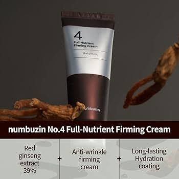 numbuzin No.4 Full Nutrient Firming Cream - Skin Elasticity, Wrinkle Care, Anti-aging, Deeply Nourishing, Hydration, Red Ginseng, Panthenol, Niacinamide, Bifida