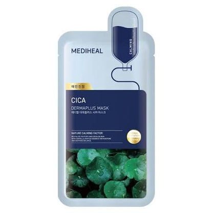 MEDIHEAL Dermaplus Cica Mask-Daily Vegan Mask for Calming Skin with Panthenol & Hyaluron, Korean Self Skin Care Sheet Mask