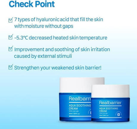 Real Barrier Aqua Soothing Cream 1.7 Fl.Oz. 50ml Hyaluronic Acid Facial Cream| Redness Relief Face Cream for Sensitive Skin | Face Moisturizer for Dry Skin| Calming Chamomile Extract