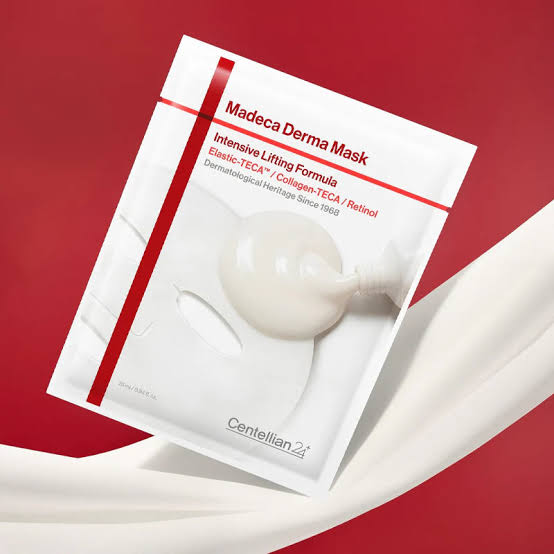 CENTELLIAN 24 Madeca Derma (1 Mask) Intensive Lifting Formula - Korean Skincare Firming Sheet Masks with TECA, Collagen and PDRN for Hydration, Elasticity and Smooth Texture