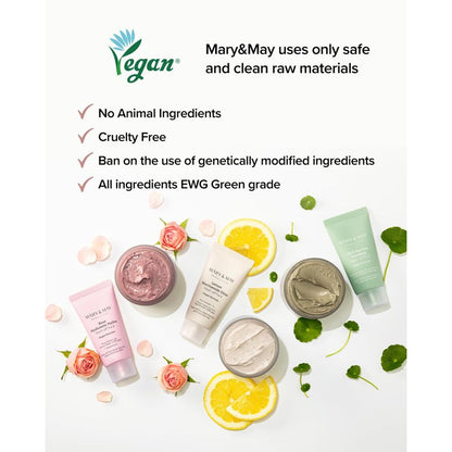 Mary&May Vegan Rose Hyaluronic Hydra Wash Off Mask - Cream Caly Mask for Moisturizing, Pore Purifying, Skin Softening