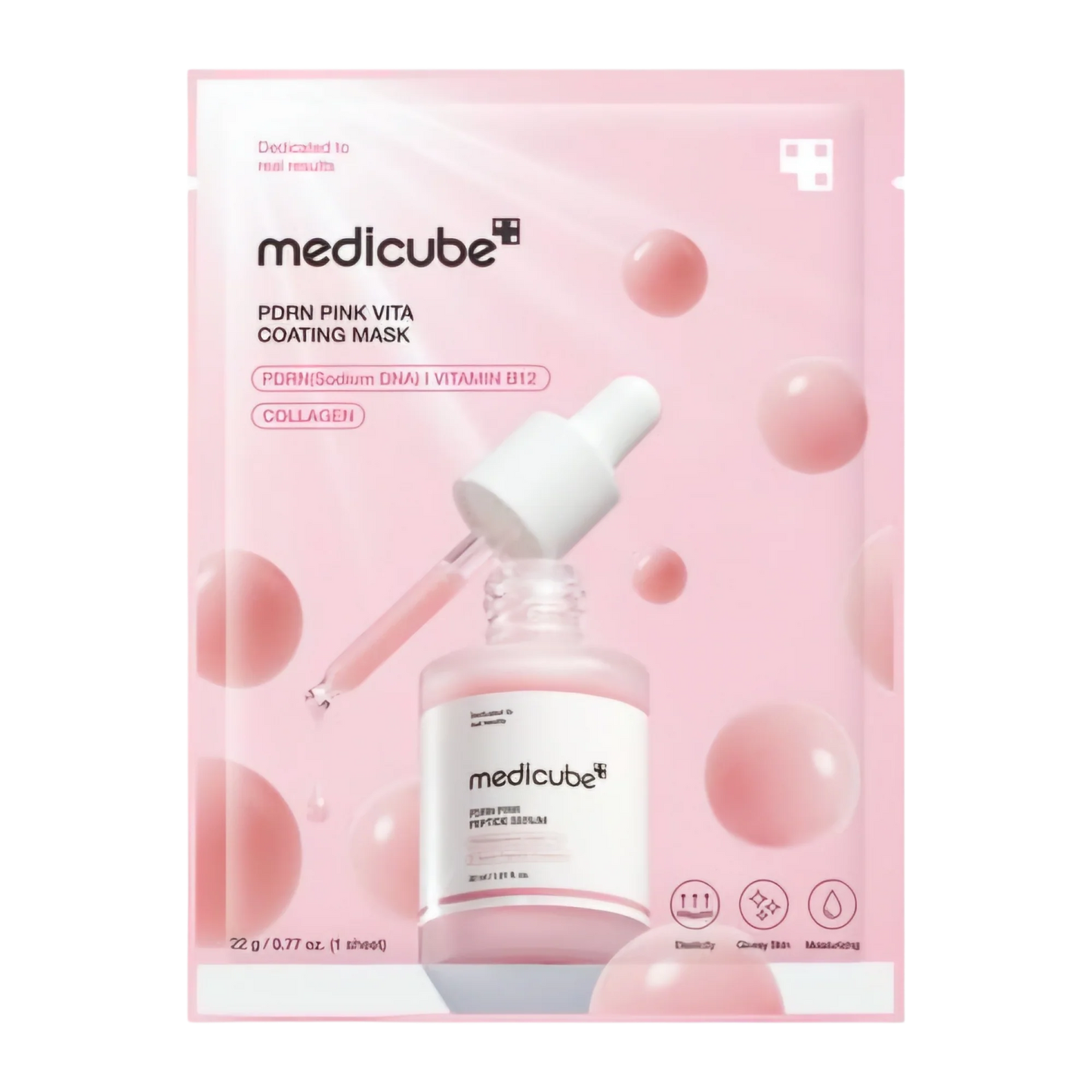 medicube Salmon DNA PDRN Pink Vitamin Coated Sheet Mask (1 mask)-Sheet Mask for Hydration, Firming, and Balanced Skin - Luxurious At-Home Care, Korean Skin Care, 0.77oz