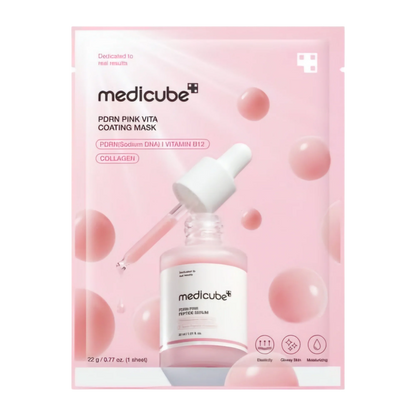 medicube Salmon DNA PDRN Pink Vitamin Coated Sheet Mask (1 mask)-Sheet Mask for Hydration, Firming, and Balanced Skin - Luxurious At-Home Care, Korean Skin Care, 0.77oz