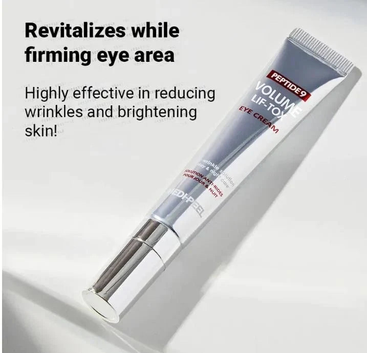 MEDIPEEL Peptide 9 Volume Lif-Tox Eye Cream - Enriched with a high concentration of peptides and active ingredients that combat sagging skin and smooth out fine lines