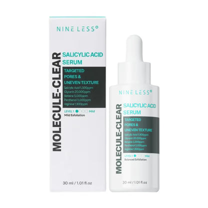 NINELESS Molecule-Clear Salicylic Acid Serum - Korean Skincare BHA Deep Pore Exfoliating for Oily Acne Prone Skin - Panthenol, Sodium Hyaluronate - Hydrating, Soothing, Sebum Control