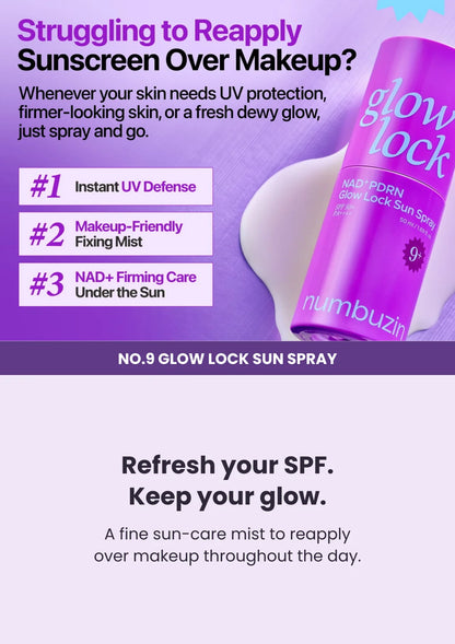 Numbuzin No.9 NAD+ PDRN Glow Lock Sun Spray SPF50+PA++++ 50ml