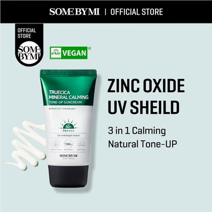 SOME BY MI Truecica Mineral Calming Tone-Up Suncream - SPF50+, PA++++, Brightening and Calming Effect, Mild Sun and UV Protection Sunscreen for Sensitive Skin