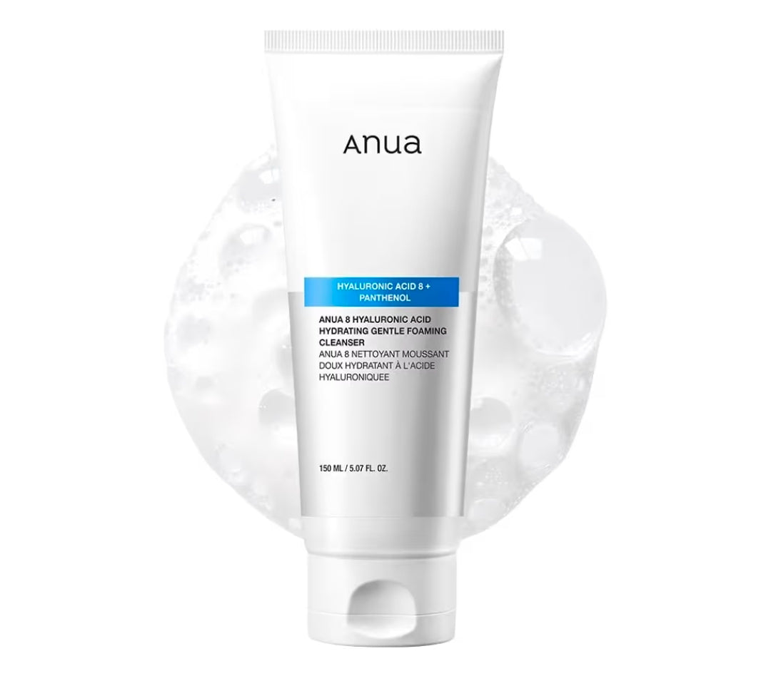 Anua Hyaluronic Acid 8 + Panthenol Cleanser - Hydrating Gentle Foaming Cleanser Hyaluronic Acid, Glycerin, Zinc, Panthenol, Korean Face Wash for Dry Skin