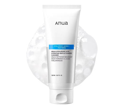 Anua Hyaluronic Acid 8 + Panthenol Cleanser - Hydrating Gentle Foaming Cleanser Hyaluronic Acid, Glycerin, Zinc, Panthenol, Korean Face Wash for Dry Skin