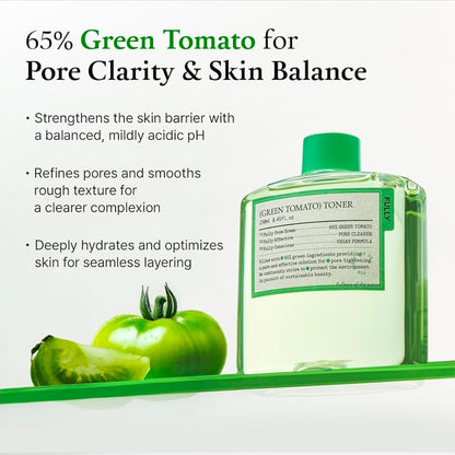 FULLY Green Tomato Toner - Pore Tightening with 95% Green Tomato Extract and VIT C, Skin Soothing and Hydrating, Fragrance Free, Vegan