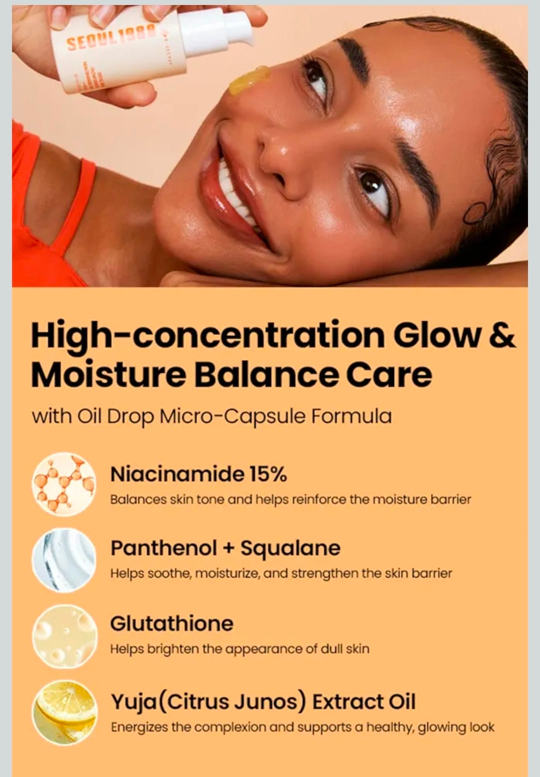 K-SECRET SEOUL 1988 Glow Serum - 15% Niacinamide and Yuja, Hydrating Facial Serum for Dark Spots, Uneven Skin Tone
