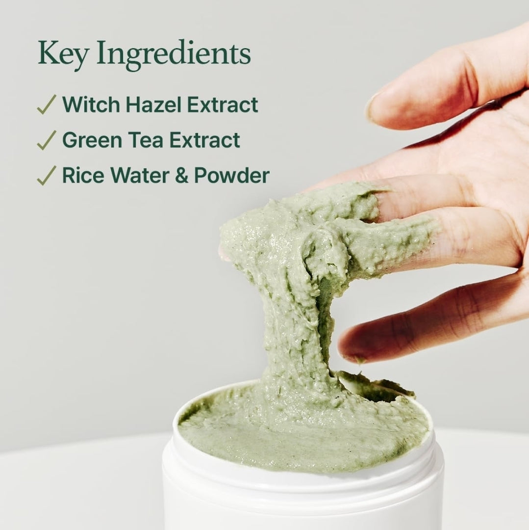 Mochi de Arroz Verde Fresco Arencia - Limpiador/Mascarilla/Exfoliante Suave Todo en Uno - Limpieza Profunda, Hidratación, Minimización de Poros con Agua de Arroz, Té Verde y Artemisia vulgaris