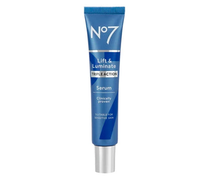 No7 Lift and Luminate Triple Action Face Serum – Anti-Wrinkle Collagen Peptide Serum with Vitamin C, Brightening Emblica, Pro Retinol, Hyaluronic Acid & Hibiscus for Skin Firming