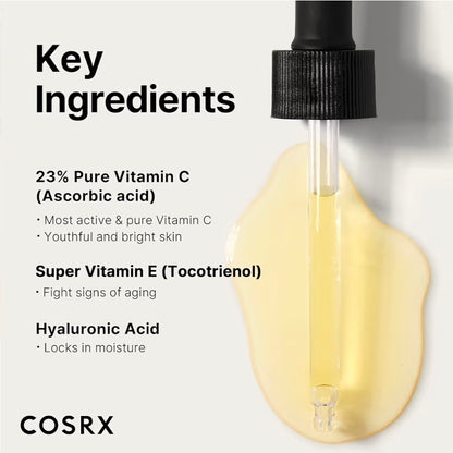 COSRX Pure Vitamin C 23% Serum with Vitamin E & Hyaluronic Acid - Hydrating Facial Serum for Fine Lines, Uneven Skin Tone & Dull Skin