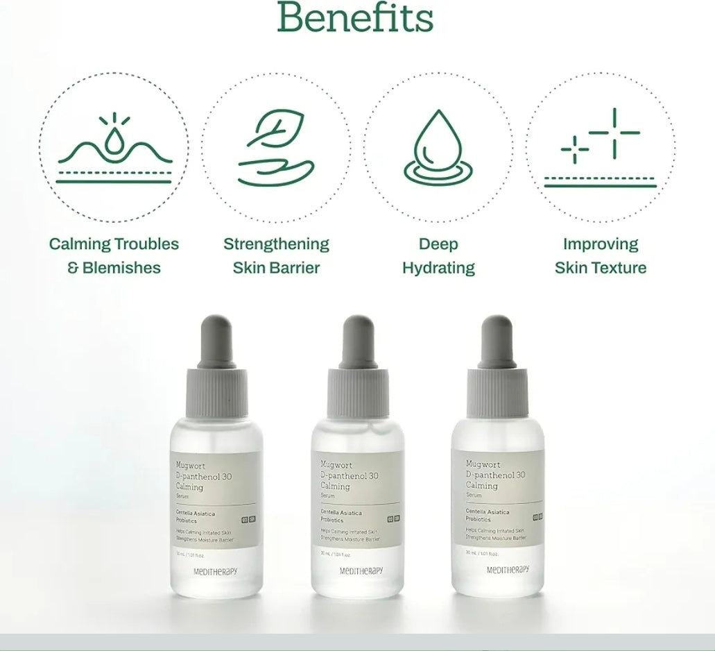 MEDITHERAPY Suero Calmante de Artemisia D-Pantenol 30 - Alta Concentración para la Barrera Cutánea y Calma Profunda, Ingredientes Puros