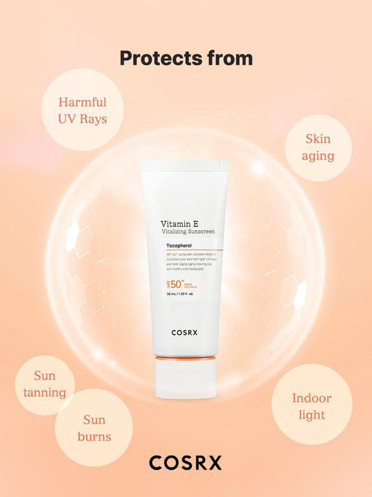COSRX Vitamin E Vitalizing Sunscreen SPF 50+ - With vitamin E, antioxidant protection