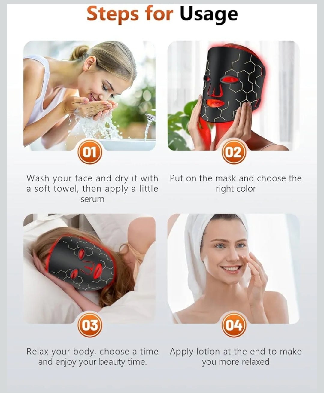 Led Light Therapy Mask - 7 Colors Portable Led Face Mask Light Therapy with Remote, Near-Infrared 850nm Wavelength with Timing Function for Anti-Aging Skincare at Home - 288 LED Beads